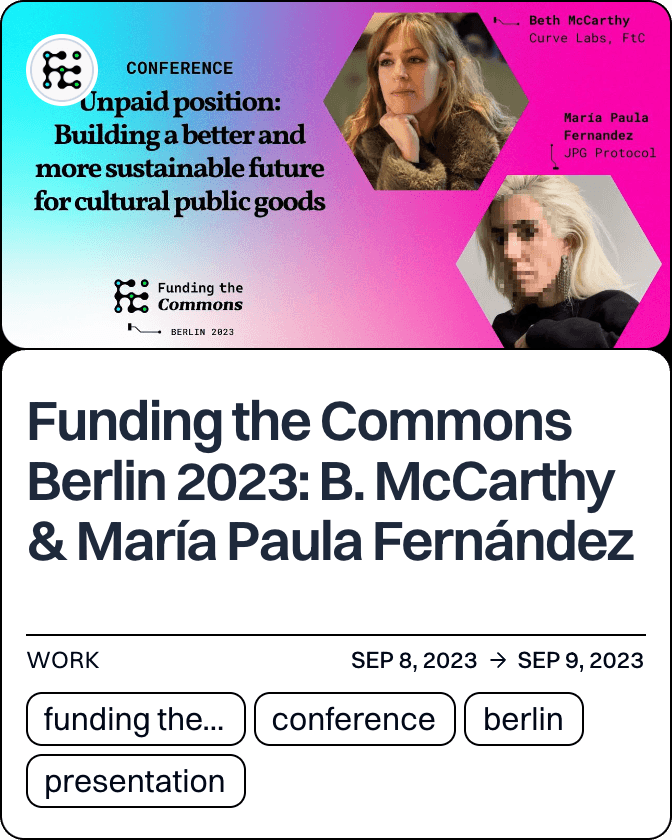 Funding the Commons Berlin 2023: B. McCarthy & María Paula Fernández