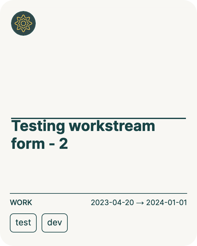 Testing workstream form - 2