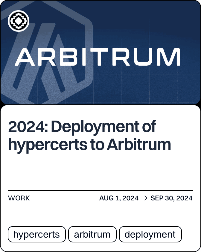 2024: Deployment of hypercerts to Arbitrum